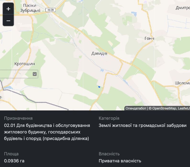 Продаж зем.ділянки під забудову передмістя  Львова с.Давидів пл.10 сот