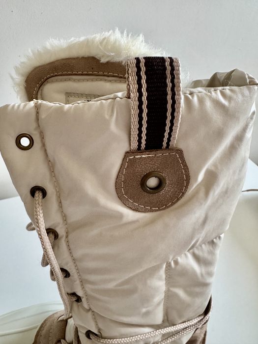 Śniegowce białe ecru 39 - ocieplane, wodoodporne, szerokie palce ZIGN