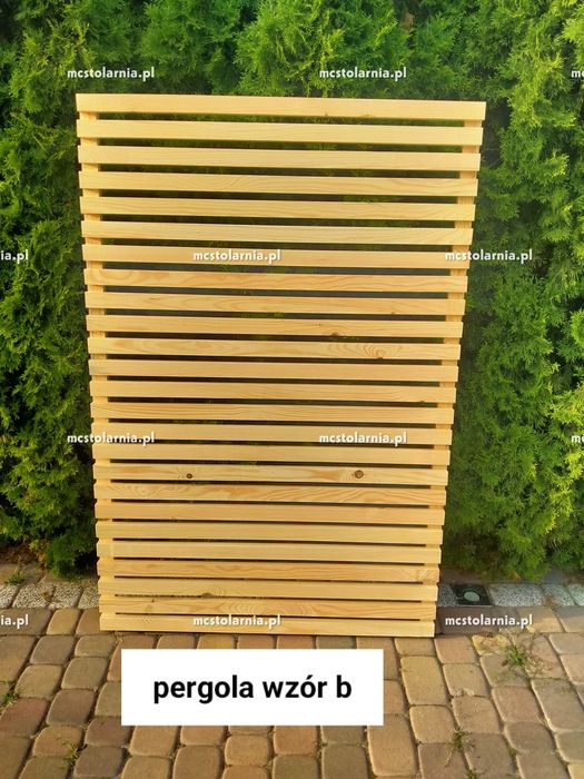 Pergola płot lamelowy ogrodzenie drewniane donica