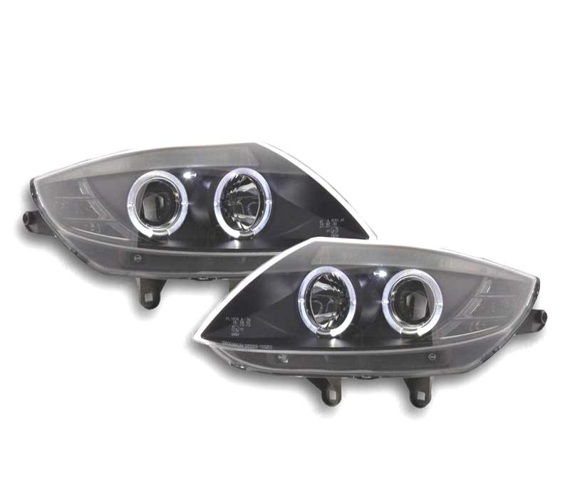 FARÓIS BMW Z4 E85 03-09 ANGEL EYES FUNDO PRETO LED