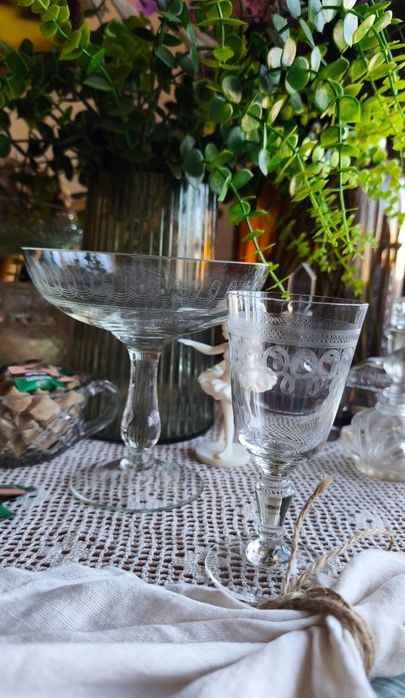 Чашка соусник бокалы графин фарфор цветное стекло посуд подарок  декор