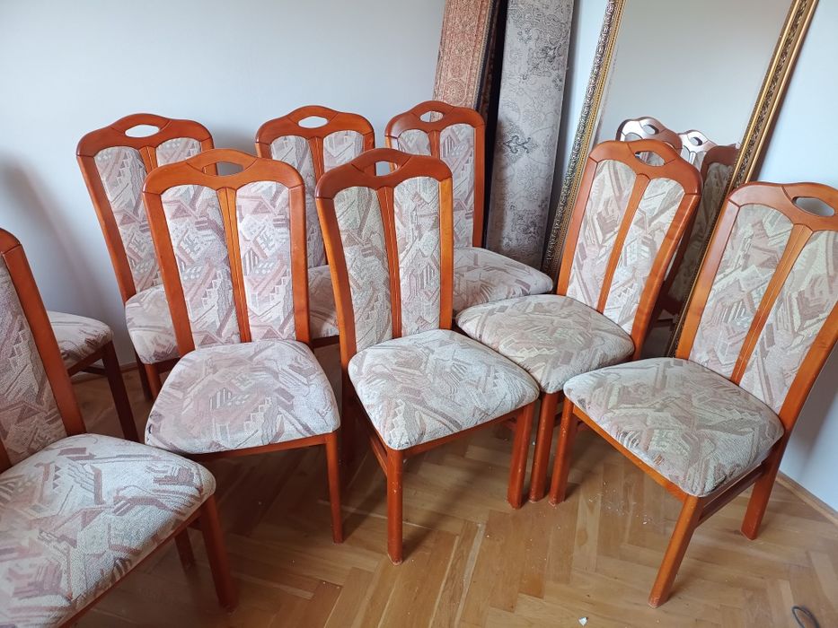 Drewniane Krzesła tapicerowane zestaw komplet 10 sztuk