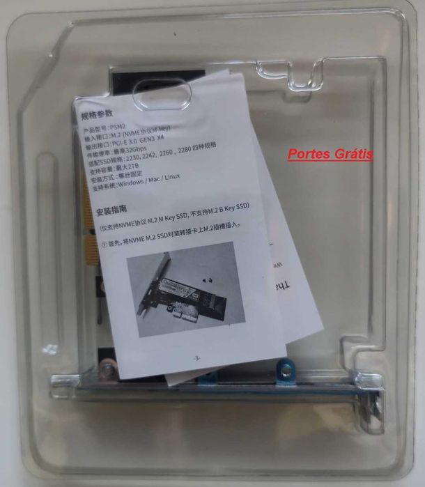 Placa de Expansão Orico para disco SSD M.2 NVMe
