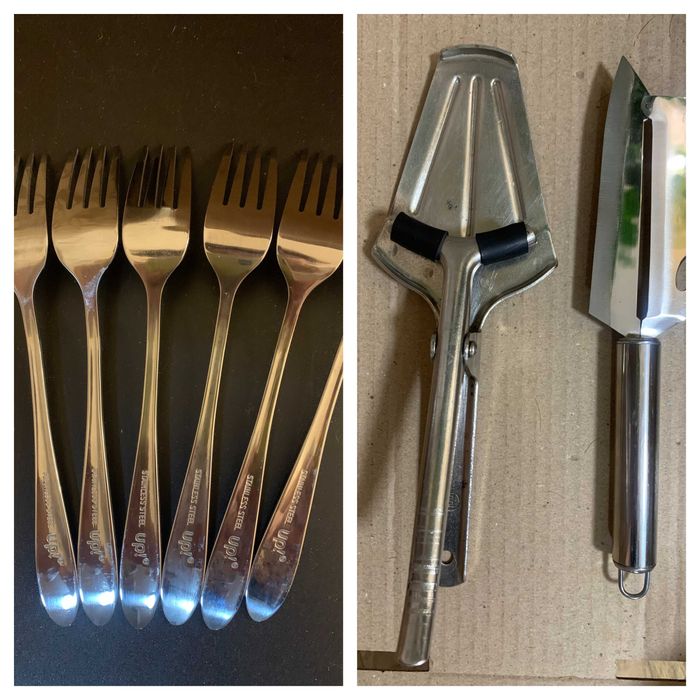 Открывашка для банок СССр, Набор вилок столовых, нож для шинковки