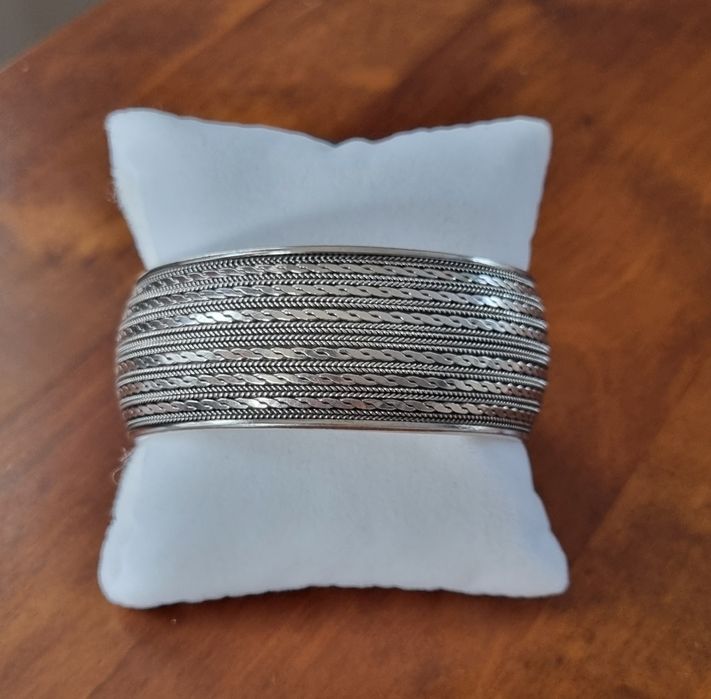 Szeroka srebrna bransoletka vintage 925