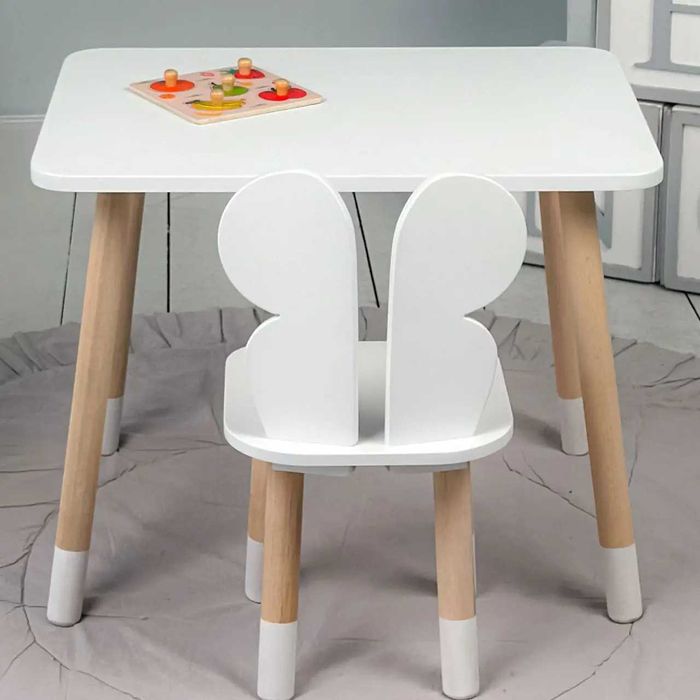 Стіл прямокутний 46х60х45 стілець метелик 26.5х26х25 столик і стільчик