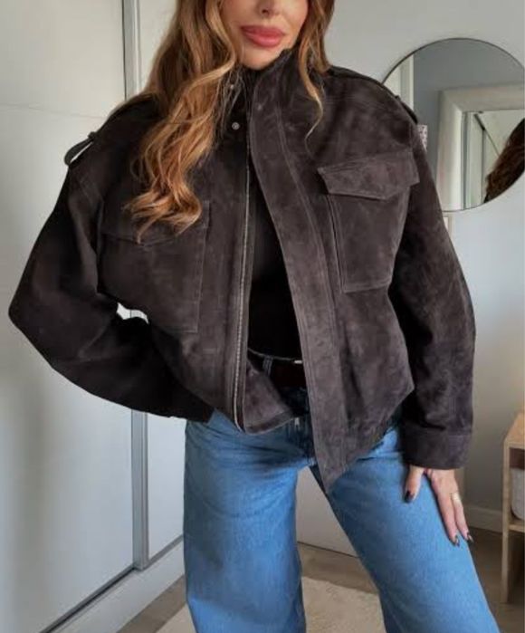 Серая куртка замш Zara 4341/770 размер XS и S в наличии Киев