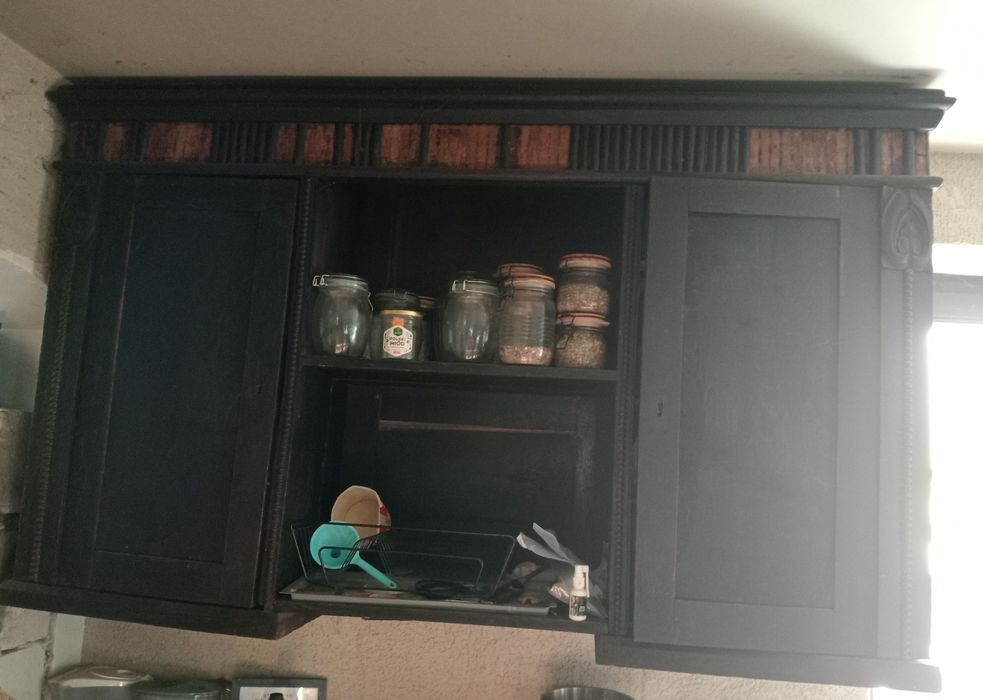 Dębowa zabytkowa nadstawka szafka wisząca