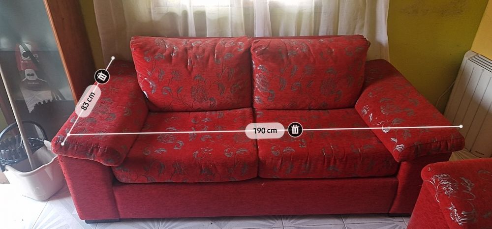 Sofa tecido  vermelho e cinzento