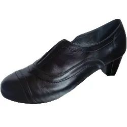 BnW czarne skórzane BOTKI na obcasie dla szerokiej stopy