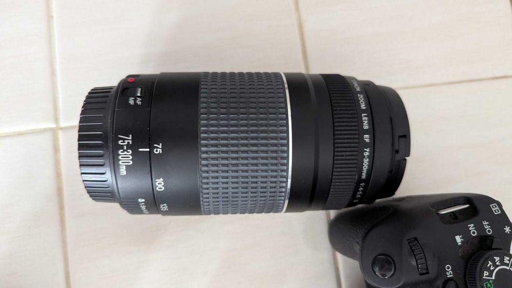 Canon 700D + EFS 18-55mm + EF 75-300mm + correias + bolsas + tripé etc