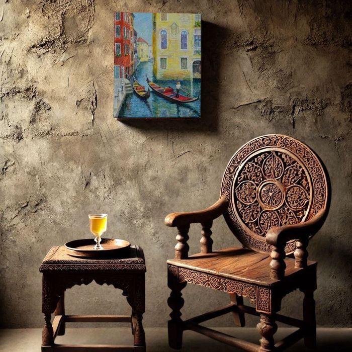 Wenecja.Gondola.Obraz ręcznie malowany na prezent.Weduta od autora.