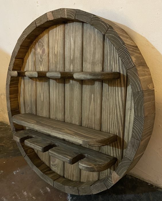 Винна полиця з натурального дерева | Алкополка