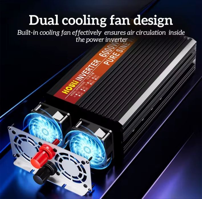 Inversor de onda senoidal pura HOULI 5000W | 12V a 230V | Controle Remoto LCD | Carro/RV/alimentação fora da rede