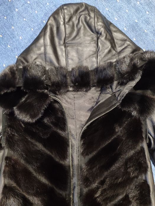 Шуба-дублянка шкіряна норкова