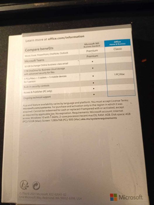 Office 2021 Home and Business BOX MAC