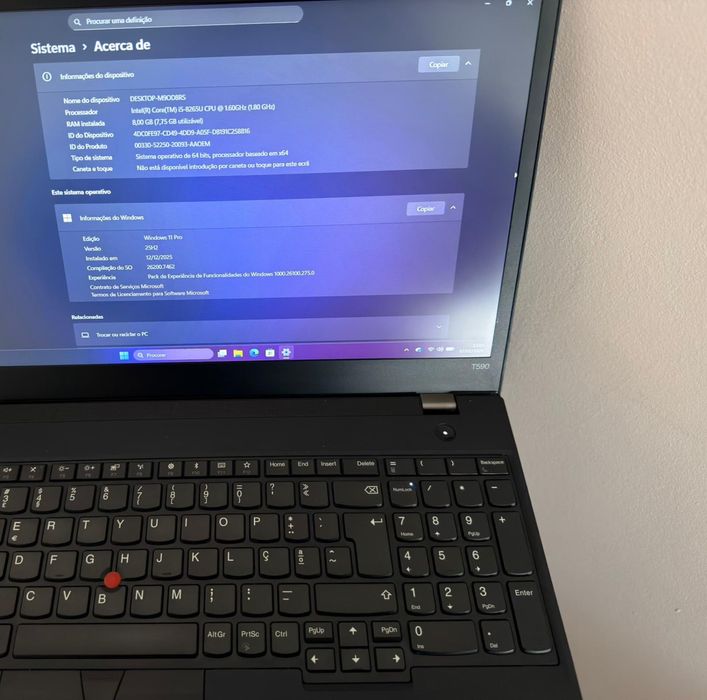 Lenovo ThinkPad T590 i5-8265U 8GB RAM SSD Windows 11 Pro