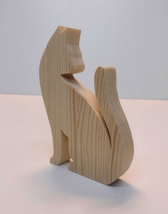 Kot z drewna kotek kicia Figurka drewniana 3D 15cm 2 sztuki