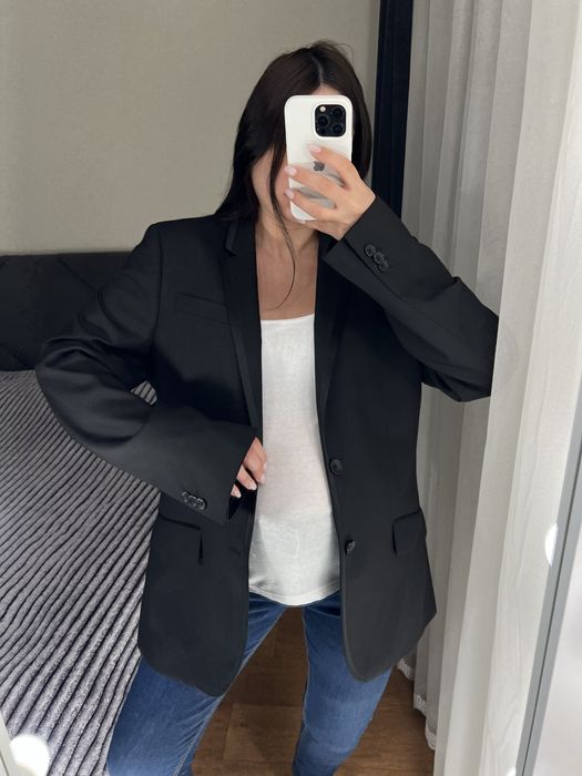 Оверсайз чорний піджак жакет блайзер на підкладці франк