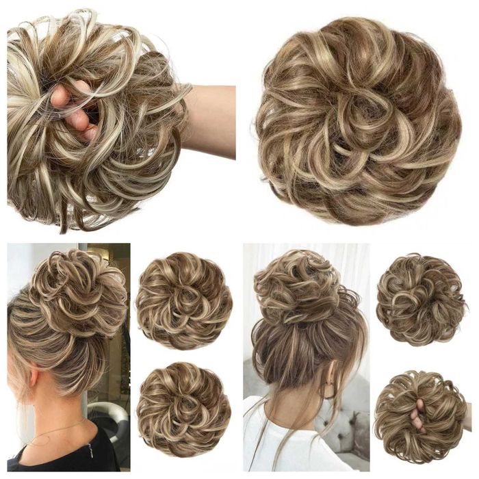 Накладные волосы- резинка, синтетический пучок волос, шиньон 2 цвета