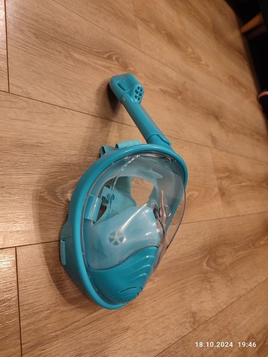 Nowa zielona maska do nurkowania pełnotwarzowa XS