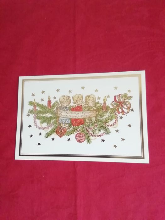 Postal de natal, pintado com a boca