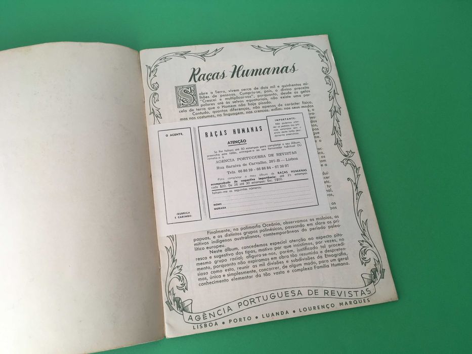 Rara Caderneta Raças Humanas Agência Portuguesa de Revistas Completa