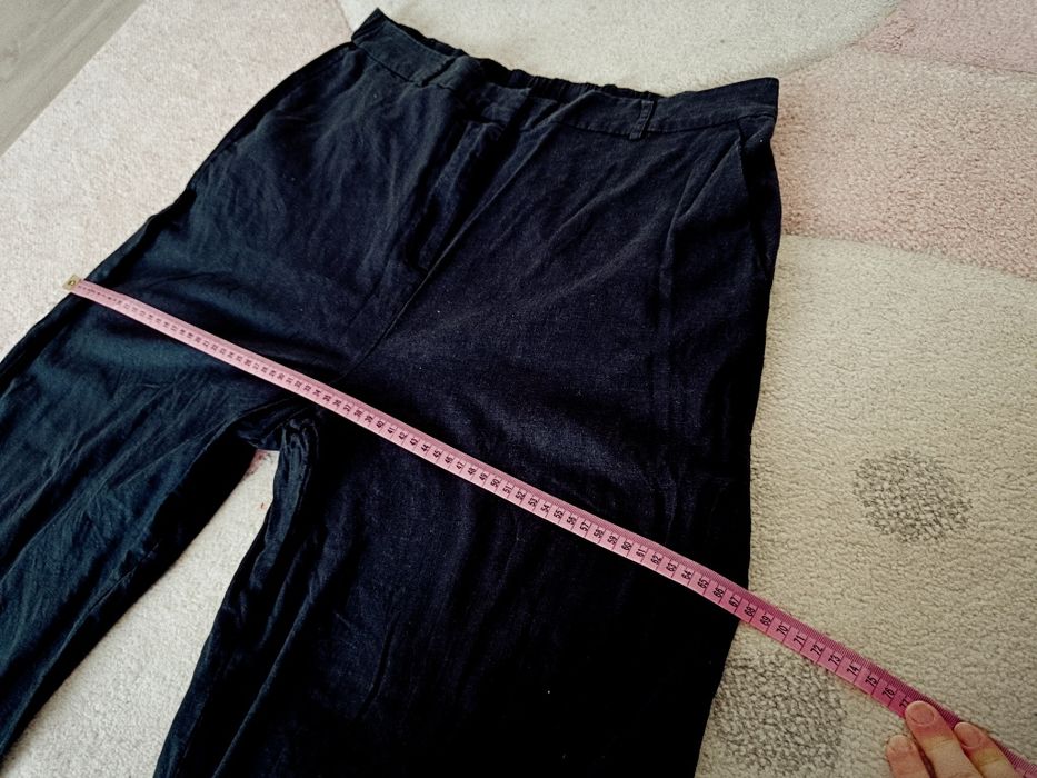 Spodnie lniane z szerokimi nogawkami r. 46