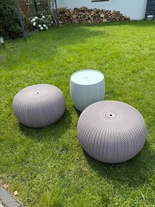 Zestaw wypoczynkowy mebli ogrodowych balkonowy tarasowy z technorattanu ze schowkiem Urban Knit Keter Cozies Set