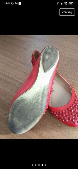 Baleriny Zara rozm. 38 czerwone w ćwieki