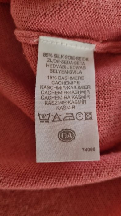 Golf pod marynarkę, krótki rękaw. 15% Kaszmir i 85% Jedwab. Rozmiar L