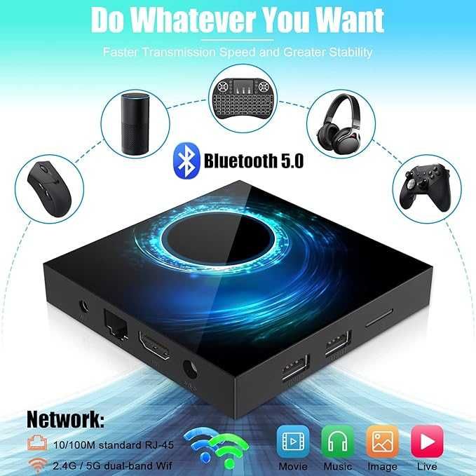 BOX android 4K IPTV FULL 4GB Ram-32GB Memória NOVAS