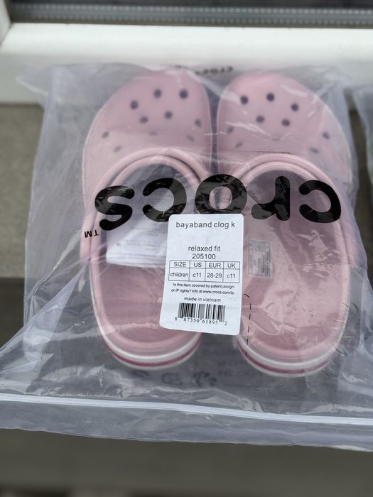 Дитячі крокси рожеві сірі Crocs bayaband kids