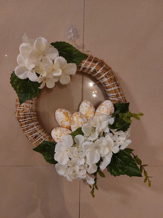 Komplet stroik Wielkanocny ozdobny na stół Wielkanoc wieniec wianek