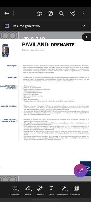 Betão 100% drenante/poroso de fácil aplicação - pré-doseado em saco