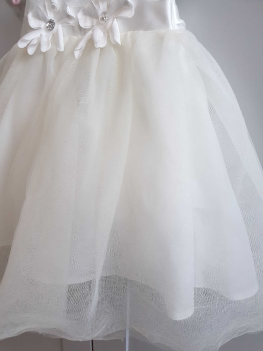 Tiulowa sukienka Mothercare biała chrzest do chrztu 56 62