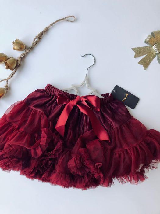 Nowa Bordowa TuTu spodnica spódniczka 128 134 burgu swiateczna 140 146