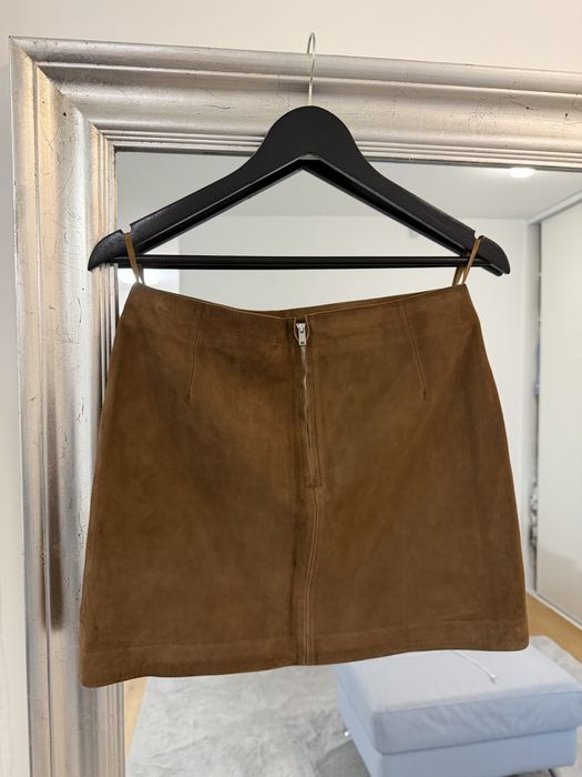 Шкіряний замшевий жакет та спідниця Massimo Dutti