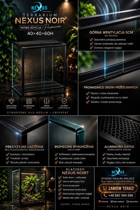 40x40x60 Nexus NOIR New Design Terrarium Producent