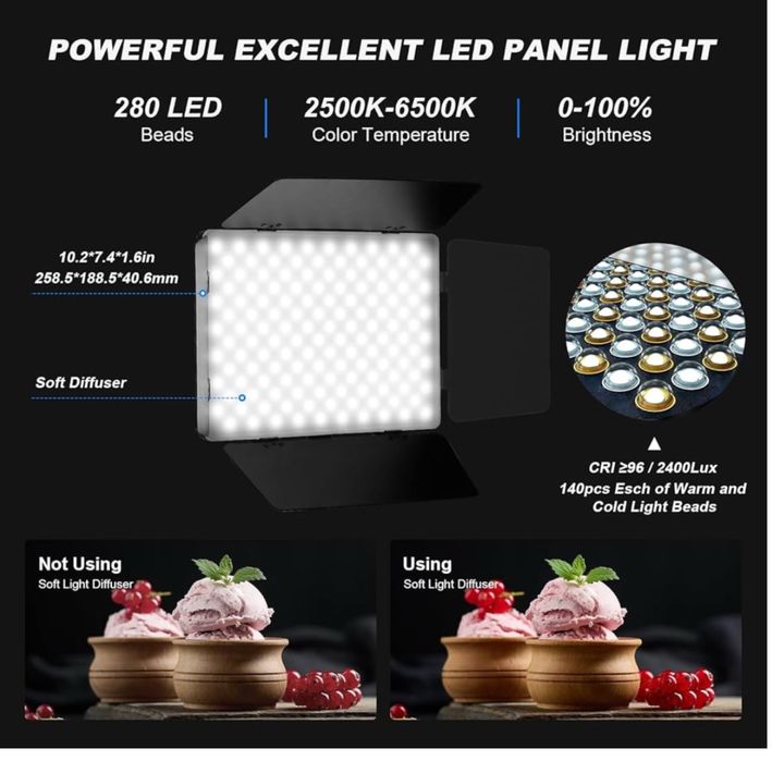 2x lampa studyjna LED Soonpho 20W statyw uchwyt oświetlenie studyjne