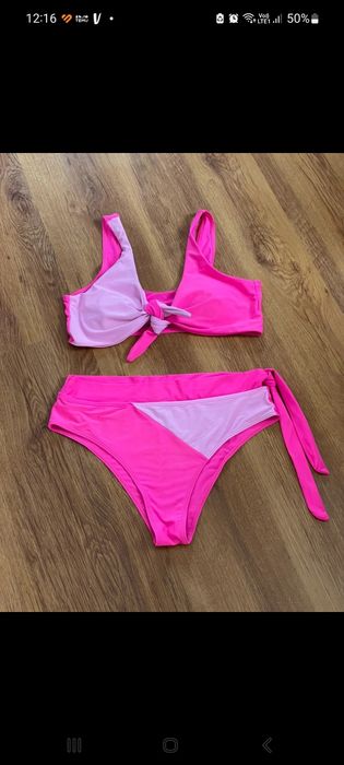 Różowy neonowy strój kapielowy dwuczęściowy 2xl