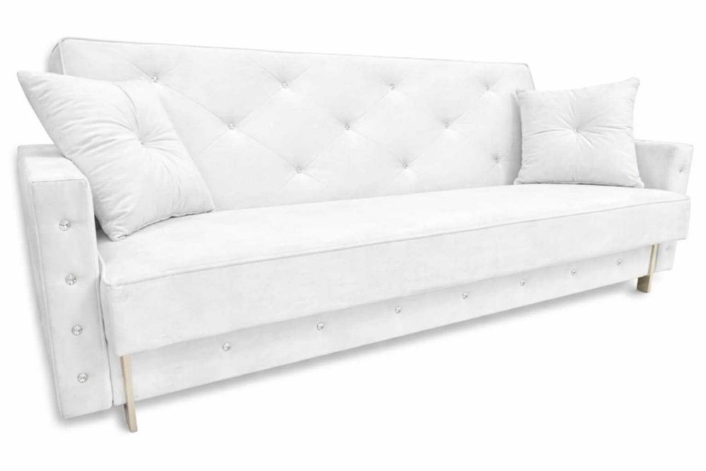 Sofa do salonu Glamour Kanapa do pokoju rozkładana z pojemnikiem Łóżko z pojemnkiem 120x195 kryształ welur modułowe