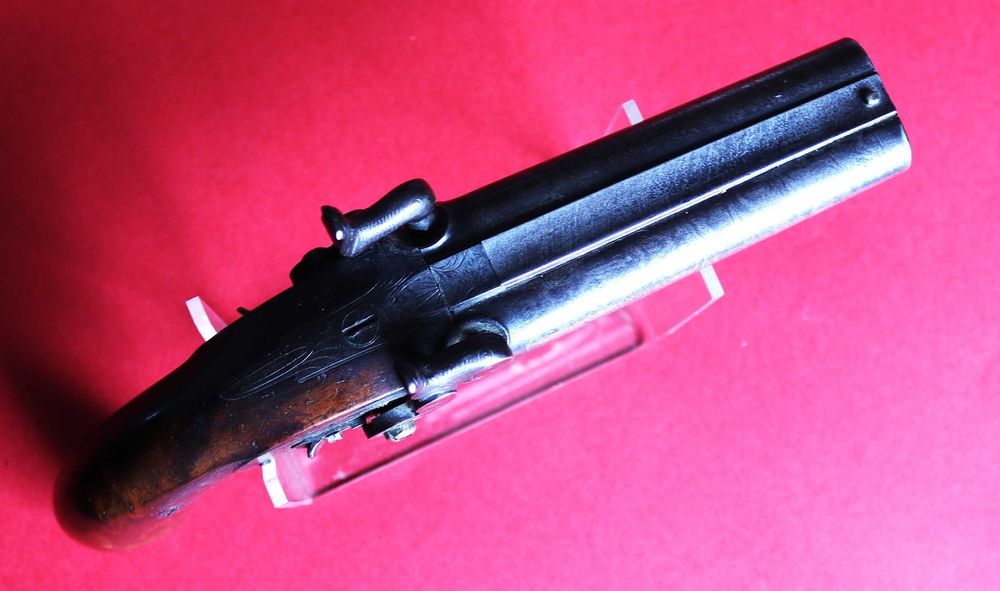 Soberba pistola de percussão dois canos Webster, Melton UK