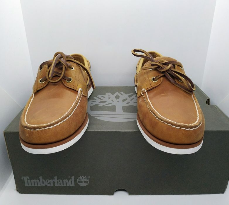 кожаные EU41,5 26см топ-сайдеры мокасины Timberland