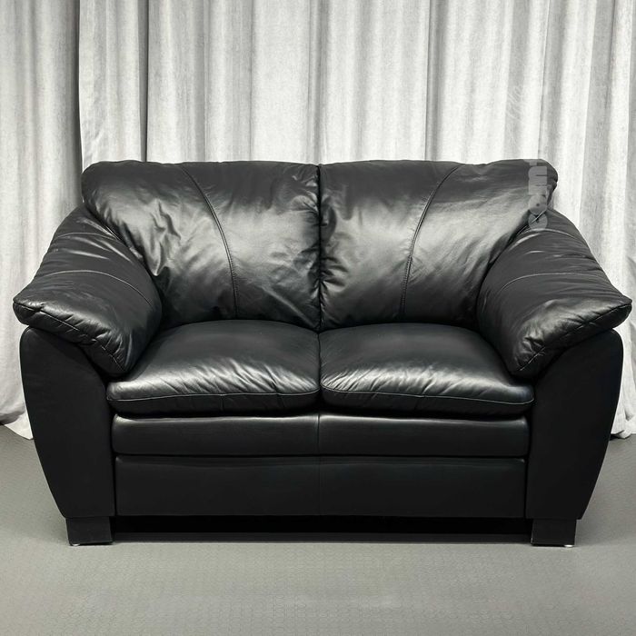 Чорний шкіряний пухкий диван-двійка/шкіряні дивани/меблі з Європи
