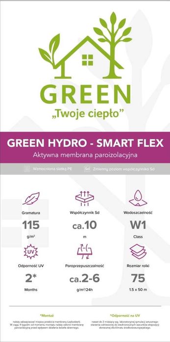 System Paroizolacji pod ZADMUCH – Membrana Green + Taśmy. Dostawa Siedlce i okolice   GREEN. Promocja!