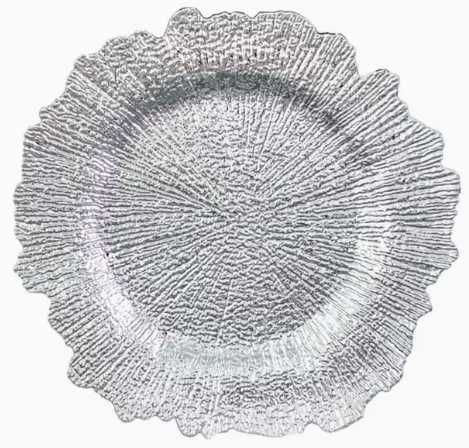 Conjunto de 6 Bases de Prato 33cm, Decoração de Mesa, Prateado