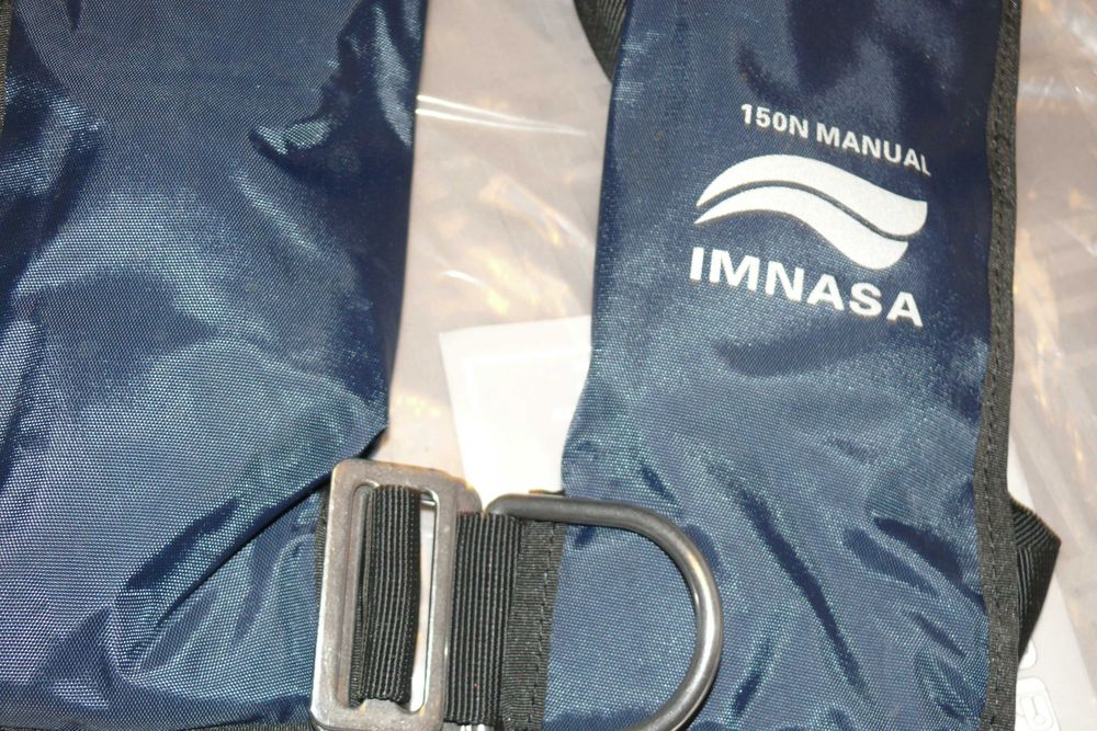 Colete insuflável Manual 150N, Azul, com Arnês