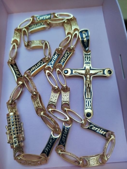 Cartier -Piękny Komplet -101gr.-w złoceniu 18k-750-10 mikronów