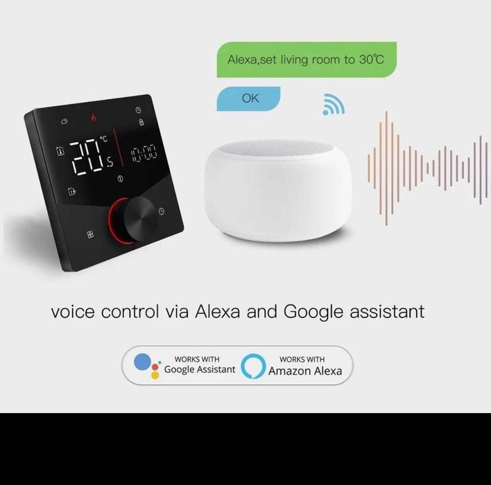 Білий WiFi регулятор електричної теплої підлоги Moes